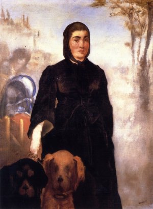 Main Product Photo of A Woman with Dogs Painting by Edouard Manet
