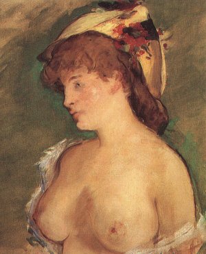 Main Product Photo of Blonde Woman with Bare Breasts Painting by Edouard Manet