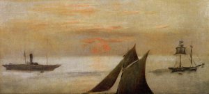 Main Product Photo of Boats at Sea, Sunset Painting by Edouard Manet