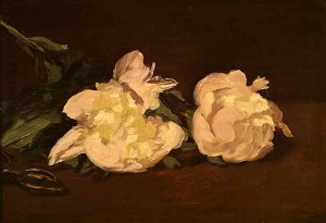 Main Product Photo of Branch of White Peonies and Pruning Shears Painting by Edouard Manet
