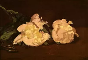 Branch of White Peonies and Pruning Shears by Edouard Manet Oil Painting Reproduction