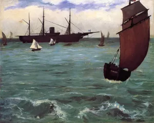 Fishing Boat Coming in Before the Wind also known as The Kearsarge at Bologne by Oil Painting Reproduction