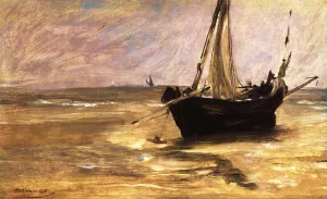 Fishing Boat on the Beach at Berck by Oil Painting Reproduction