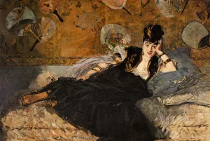 Lady with Fans, Portrait of Nina de Callais by Edouard Manet Oil Painting Reproduction