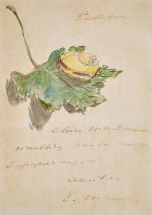 Main Product Photo of Letter Decorated with a Snail on a Leaf Painting by Edouard Manet