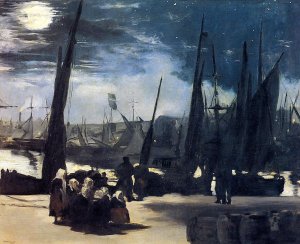 Main Product Photo of Moonlight Over Bologne Harbor Painting by Edouard Manet