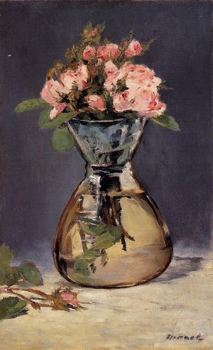 Mosee Roses in a Vase by Oil Painting Reproduction