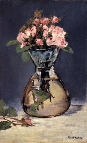 Main Product Photo of Moss Roses In A Vase Painting by Edouard Manet