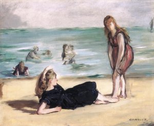 Main Product Photo of On the Beach at Boulogne II Painting by Edouard Manet