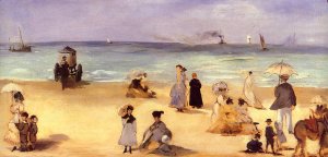 Main Product Photo of On the Beach at Boulogne Painting by Edouard Manet
