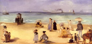 On the Beach at Boulogne by Edouard Manet Oil Painting Reproduction