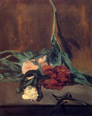Main Product Photo of Peony Stems and Pruning Shears Painting by Edouard Manet