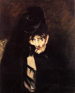 Main Product Photo of Portrait of Berthe Morisot with Hat, in Mourning Painting by Edouard Manet