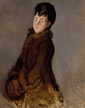Main Product Photo of Portrait of Isabelle Lemonnier with a Muff Painting by Edouard Manet