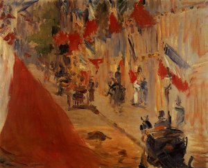 Main Product Photo of Rue Mosnier Decorated with Flags Painting by Edouard Manet