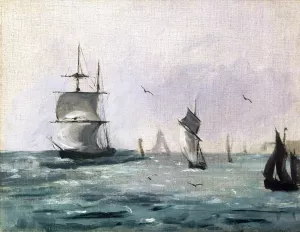 Sailing Ships and Seagulls by Edouard Manet - Hand-Painted Oil Painting Reproduction