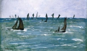 Main Product Photo of Sailing Ships at Sea Painting by Edouard Manet