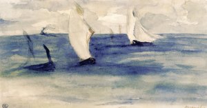 Seascape with Sailing Ships by Oil Painting Reproduction