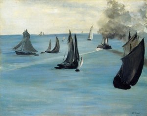 Main Product Photo of Steamboat also known as Seascape, Calm Weather Painting by Edouard Manet