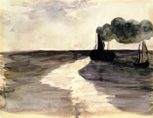 Steamboat off Boulogne by Edouard Manet - Hand-Painted Oil Painting Reproduction