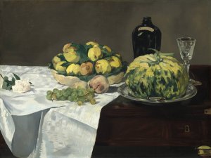Main Product Photo of Still Life with Melon and Peaches Painting by Edouard Manet
