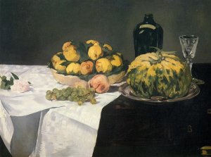 Main Product Photo of Still Life with Melon and Peaches Painting by Edouard Manet