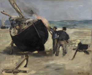 Main Product Photo of Tarring the Boat Painting by Edouard Manet