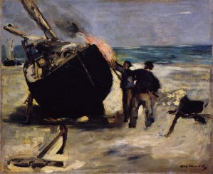 Main Product Photo of Tarring the Boat Painting by Edouard Manet