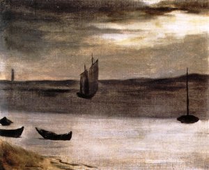 The Bay of Arcachon and Lighthouse on Cape Ferret by Oil Painting Reproduction