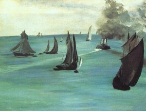 The Beach at Sainte Adresse by Oil Painting Reproduction