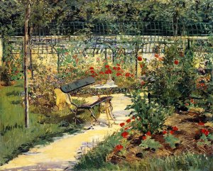 Main Product Photo of The Bench also known as My Garden Painting by Edouard Manet