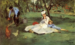 Main Product Photo of The Monet Family in the Garden Painting by Edouard Manet
