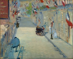 Main Product Photo of The Rue Mosnier with Flags Painting by Edouard Manet