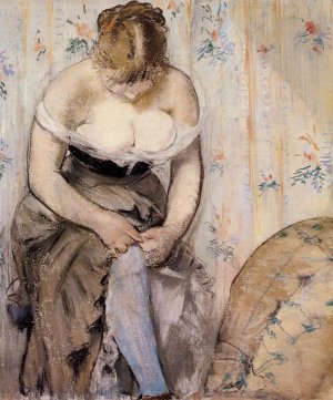 Woman Fastening Her Garter by Oil Painting Reproduction