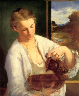 Woman Pouring Water by Oil Painting Reproduction