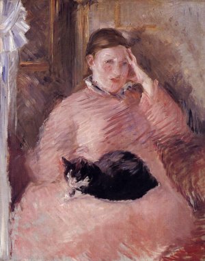 Main Product Photo of Woman with a Cat, Portrait of Madame Manet Painting by Edouard Manet