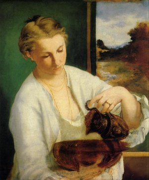 Main Product Photo of Woman with a Jug also known as Portrait of Madame Manet Holding a Ewer Painting by Edouard Manet