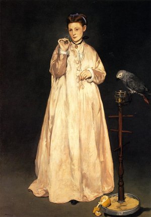 Main Product Photo of Young Lady with a Parrot Painting by Edouard Manet