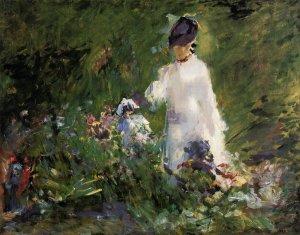 Young Woman Among the Flowers by Oil Painting Reproduction