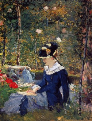 Main Product Photo of Young Woman in the Garden Painting by Edouard Manet