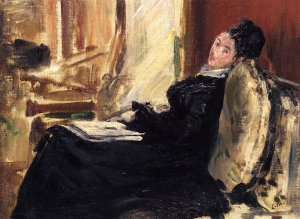 Main Product Photo of Young Woman with Book Painting by Edouard Manet